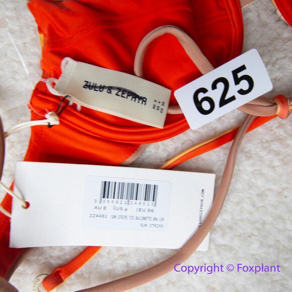 New! Set! Zulu & Zephyr Free People Tie Curve Brief Bikini, size 4 - Picture 8 of 13